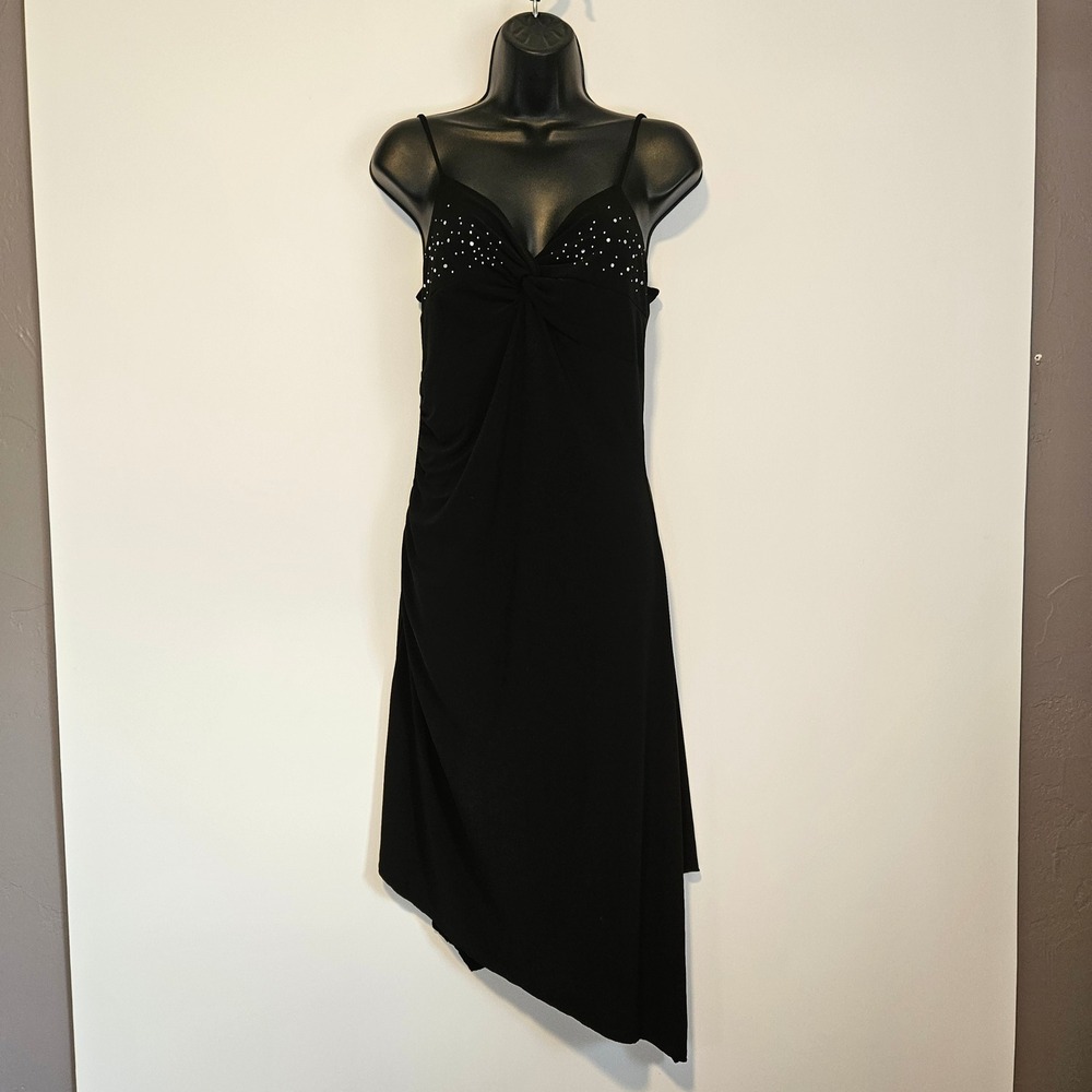 90s Y2K Dress Medium Black Babydoll Fairy Grunge Whimsigoth Asymmetrical Hem